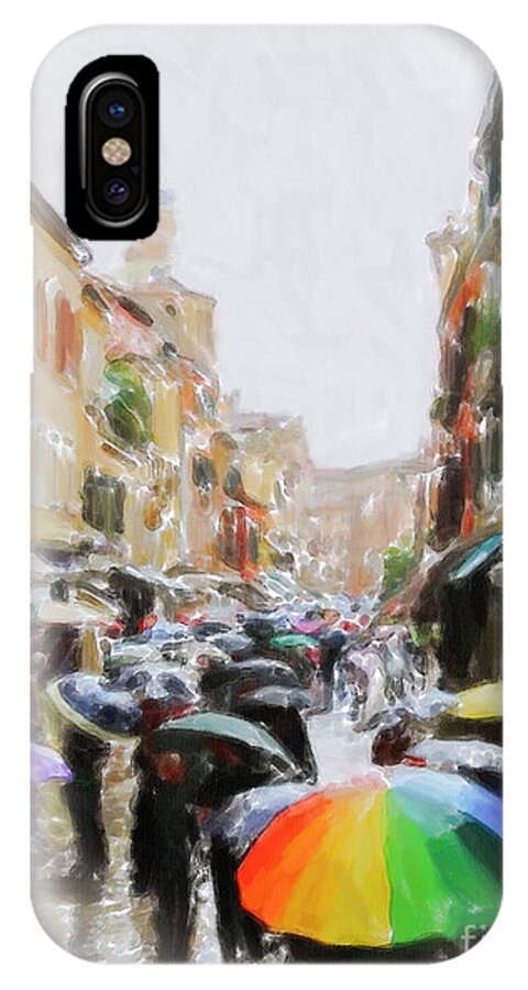 Paintograph iPhone X Case featuring the painting Venice in the Rain by Chris Armytage