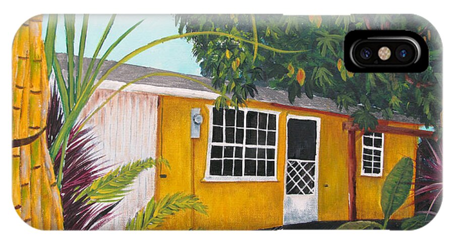 Old Wooden Home iPhone X Case featuring the painting Vivir La Vida by Gloria E Barreto-Rodriguez