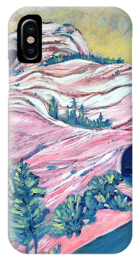 Rocks iPhone X Case featuring the painting Wavy Rocks by Betty M M Wong
