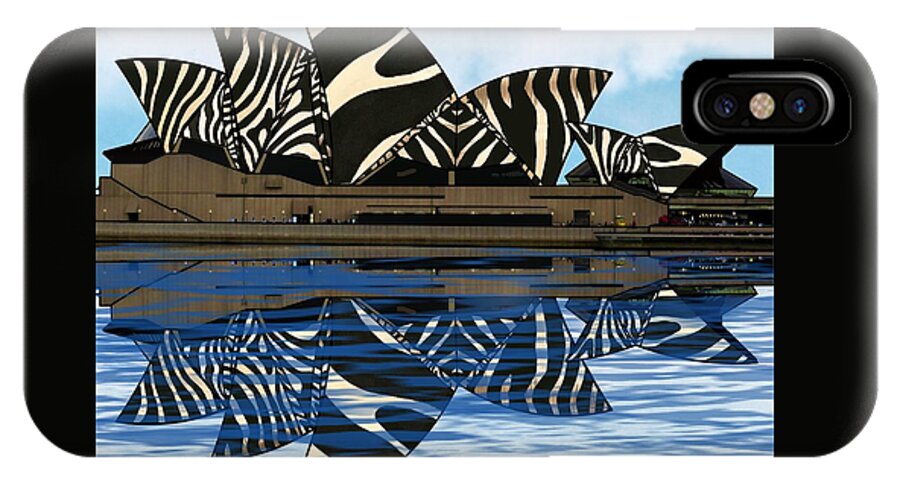Sydney Opera House iPhone X Case featuring the mixed media Zebra Opera House 4 by Joan Stratton
