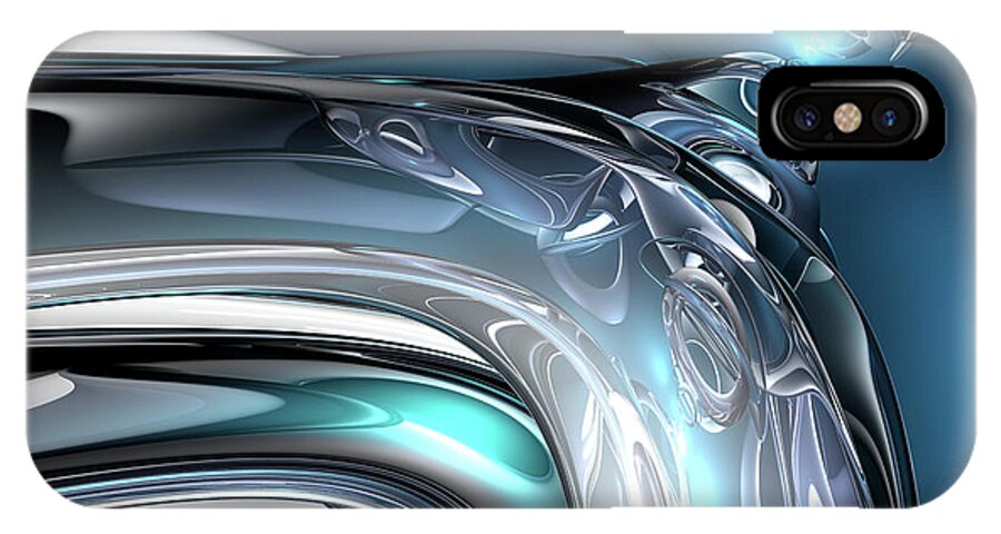 Abstract iPhone X Case featuring the digital art Reflections of Blue #1 by Phil Perkins