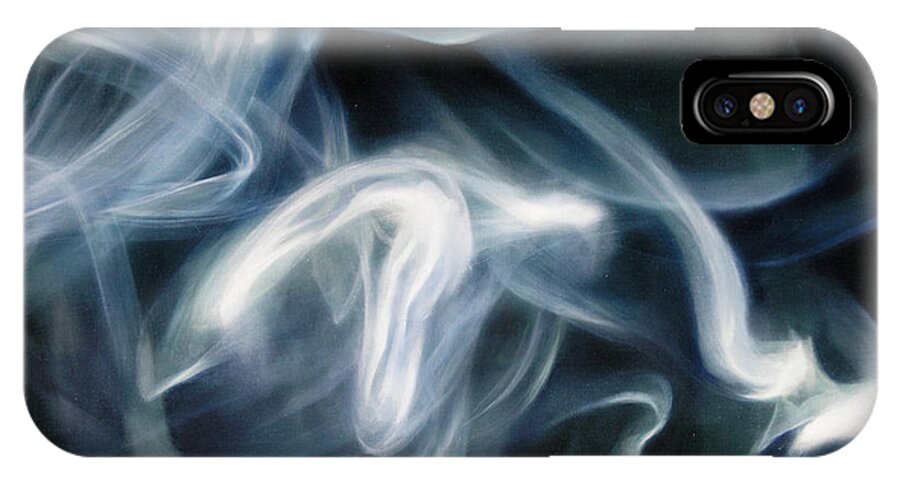 Blue iPhone X Case featuring the painting Blue Smoke #1 by Thomas Darnell