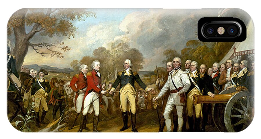 Revolutionary War iPhone X Case featuring the painting The Surrender of General Burgoyne #3 by War Is Hell Store