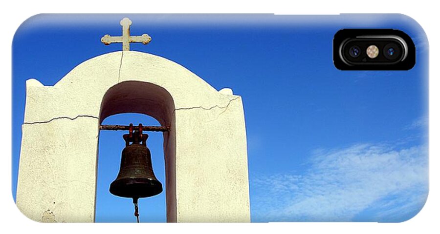 Santorini iPhone X Case featuring the photograph A Church Bell In The Sky 1 by Mel Steinhauer
