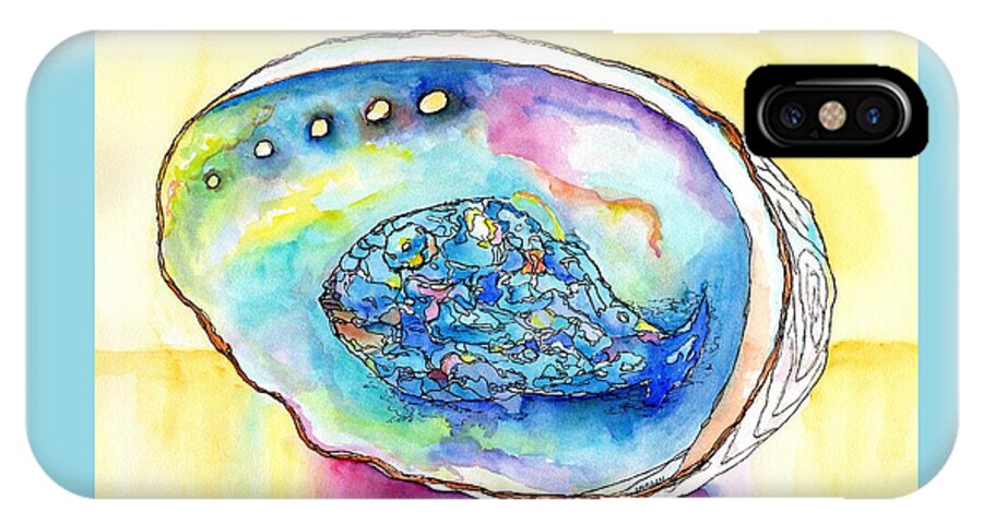 Abalone iPhone X Case featuring the painting Abalone Shell Reflections by Carlin Blahnik CarlinArtWatercolor