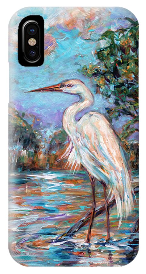 Beach iPhone X Case featuring the painting Afternoon Egret by Linda Olsen