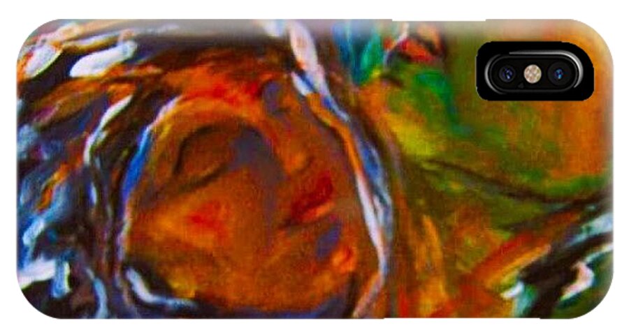Portrait iPhone X Case featuring the painting Air by Dawn Caravetta Fisher