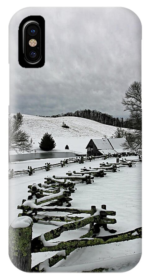 Farmstead iPhone X Case featuring the photograph Along the Locust Rails in Winter by Jennifer Robin