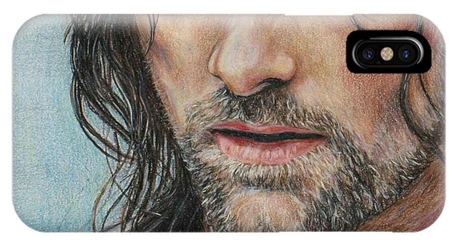 Strider iPhone X Case featuring the drawing Aragorn by Christine Jepsen