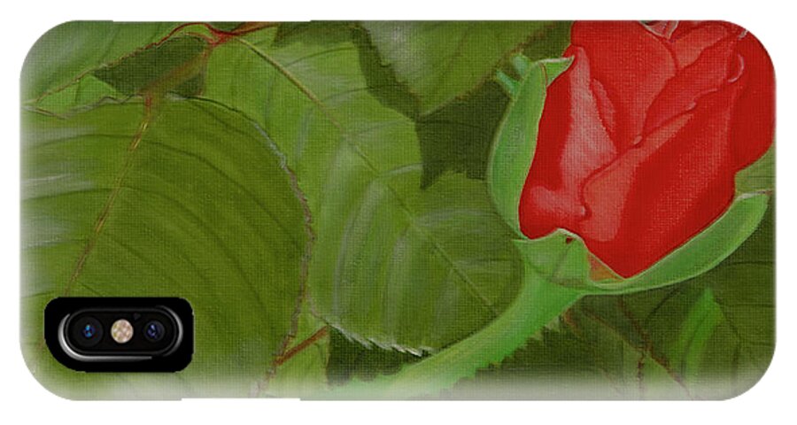 Rose iPhone X Case featuring the painting Arboretum Rose by Donna Manaraze