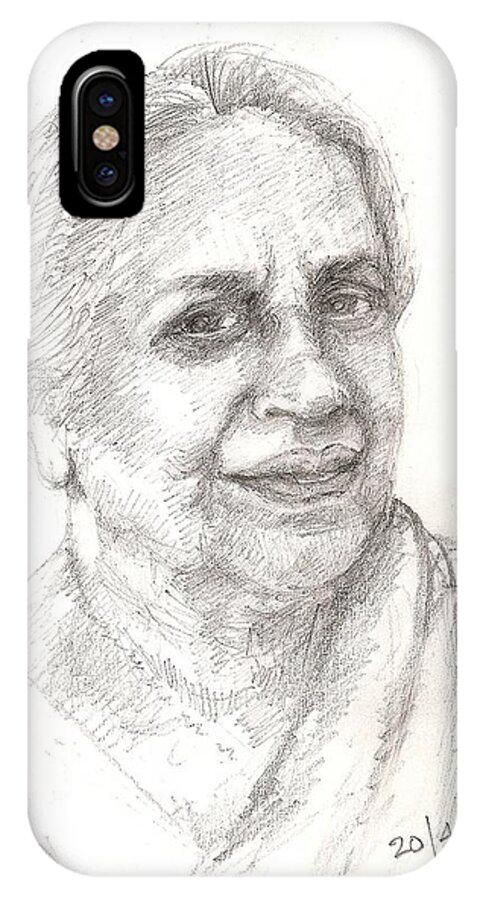 Portrait iPhone X Case featuring the drawing Artist friend by Asha Sudhaker Shenoy