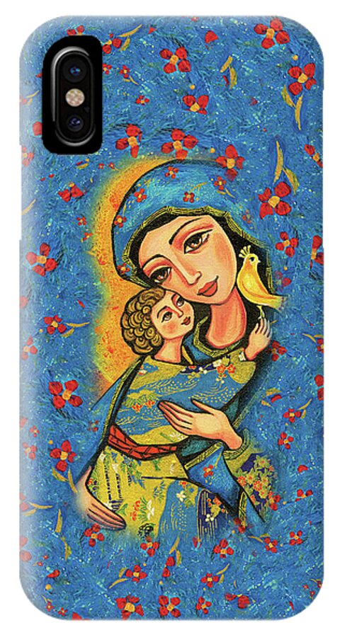 Mother And Child iPhone X Case featuring the painting Mother Temple by Eva Campbell
