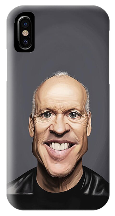 Illustration iPhone X Case featuring the digital art Celebrity Sunday - Michael Keaton by Rob Snow