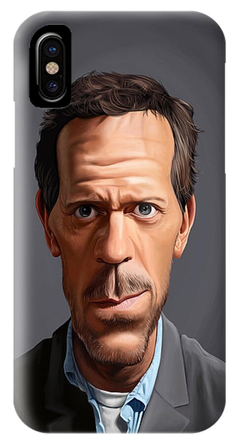 Illustration iPhone X Case featuring the digital art Celebrity Sunday - Hugh Laurie by Rob Snow