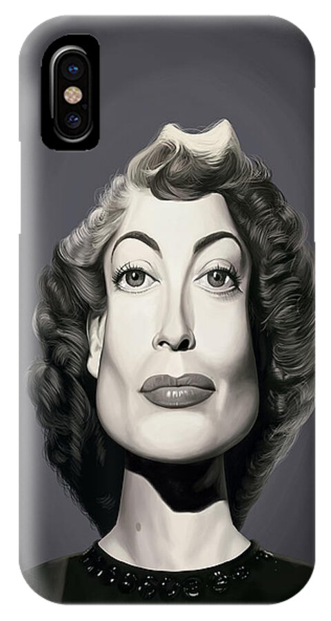 Illustration iPhone X Case featuring the digital art Celebrity Sunday - Joan Crawford by Rob Snow