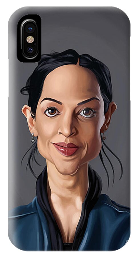 Illustration iPhone X Case featuring the digital art Celebrity Sunday - Archie Panjabi by Rob Snow