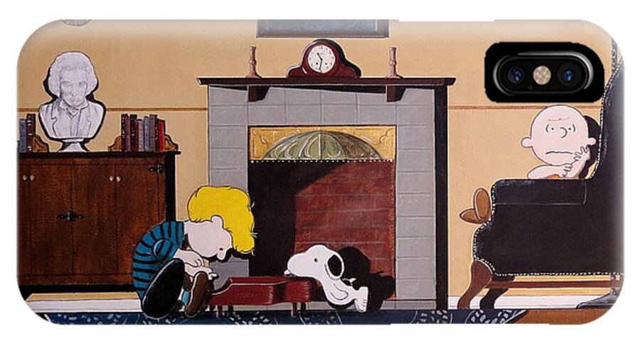 Peanuts iPhone X Case featuring the painting Charlie Brown Sitting in a Chair by John Lyes