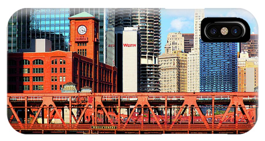 Chicago Skyline iPhone X Case featuring the photograph Chicago Skyline River Bridge by Patrick Malon