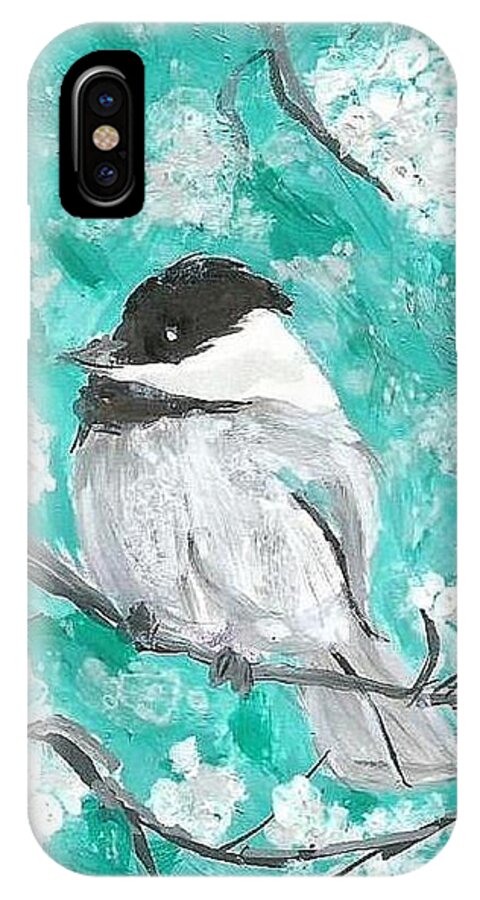 Chickadee Painting IPhone X Case featuring the painting Chickadee by Monica Resinger