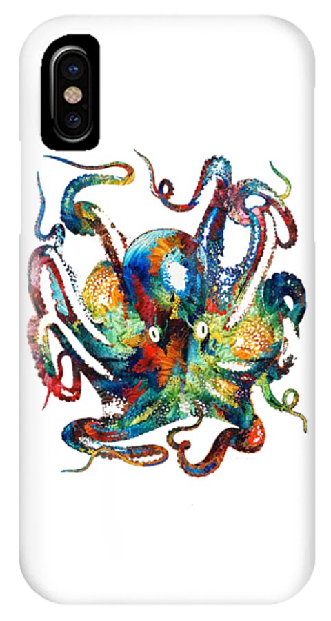 Octopus iPhone X Case featuring the painting Colorful Octopus Art by Sharon Cummings by Sharon Cummings
