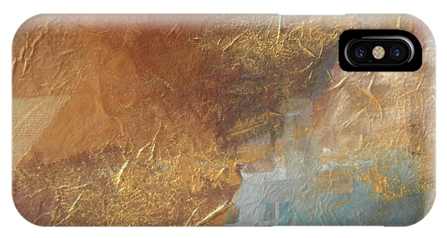 Copper iPhone X Case featuring the painting Copper Turquoise Abstract by Kristen Abrahamson