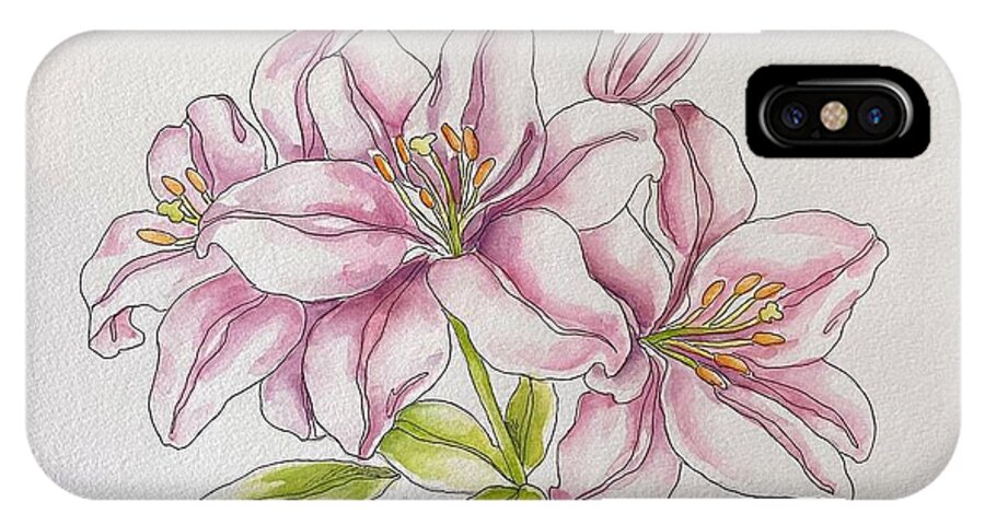 Lilies iPhone X Case featuring the painting Delicate Lilies by Inese Poga