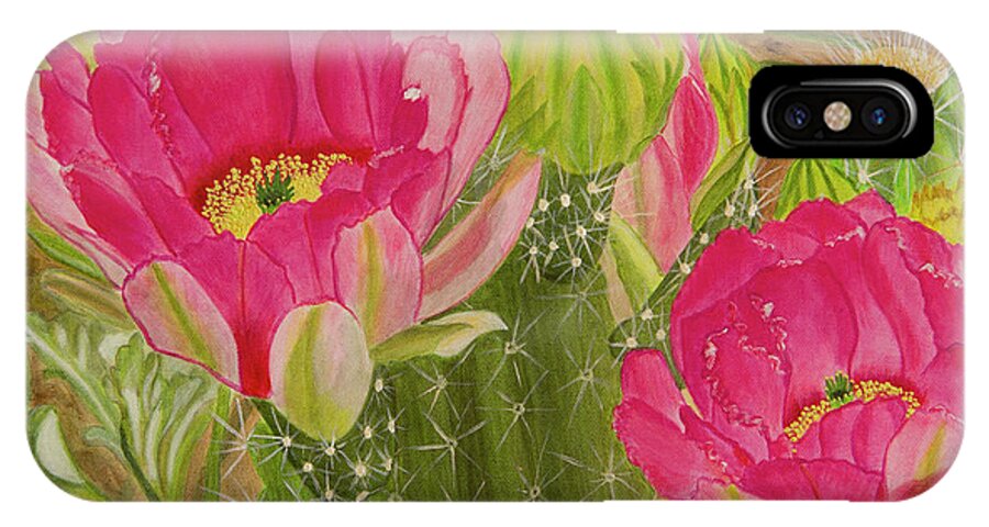 Cactus iPhone X Case featuring the painting Desert Stars by Donna Manaraze