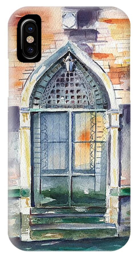 Door iPhone X Case featuring the painting Door in Venice-Italy by Geeta Yerra