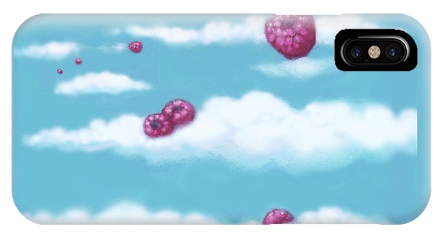 Clouds iPhone X Case featuring the pastel Falling Raspberries by Mary Ann Leitch