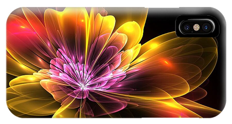 Fractal iPhone X Case featuring the digital art Fire Flower by Svetlana Nikolova