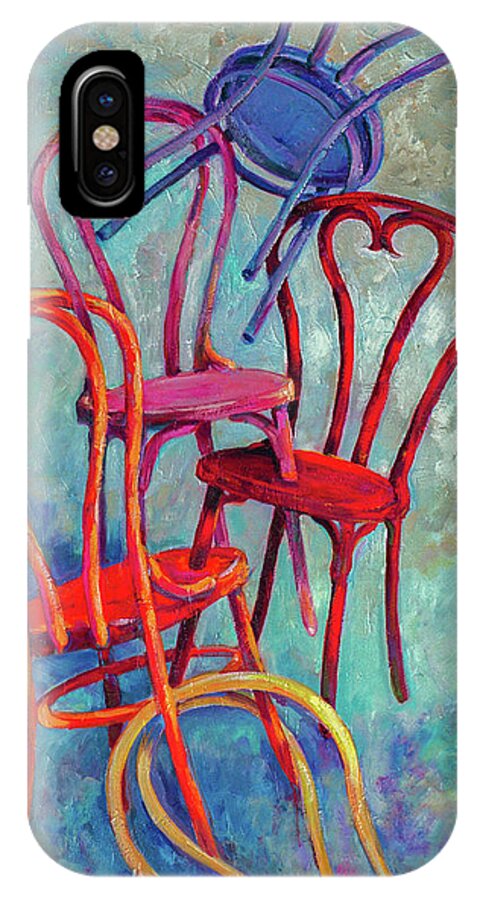 Bentwood Chairs iPhone X Case featuring the painting Flying Bentwoods by Jean Groberg
