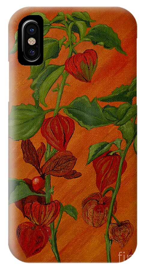 Floral iPhone X Case featuring the painting Japanese Lanterns by Anthony Dunphy