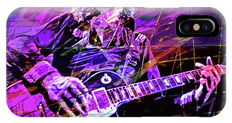Jimmy Page iPhone X Case featuring the painting Jimmy Page Solos by David Lloyd Glover