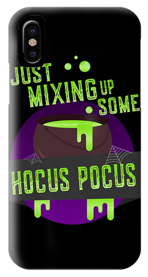 Funny iPhone X Case featuring the digital art Just Mixing Some Hocus Pocus Halloween Witch by Flippin Sweet Gear