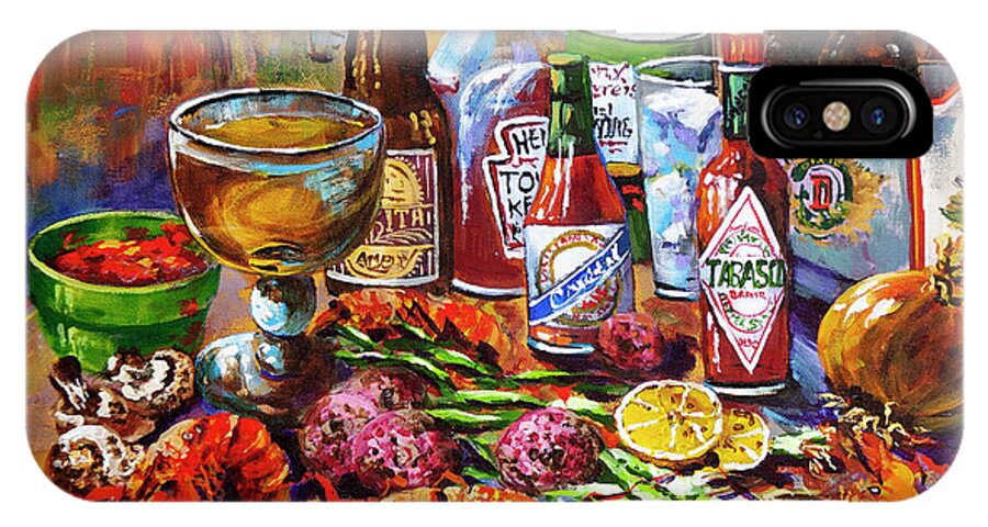 New Orleans Food iPhone X Case featuring the painting La Table de Fruits de Mer by Dianne Parks