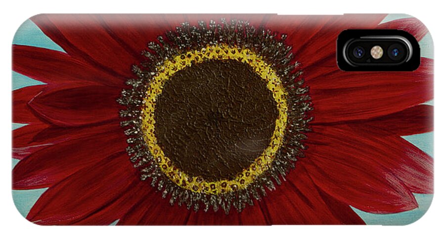 Sunflower iPhone X Case featuring the painting Mandy's Burgundy Beauty by Donna Manaraze
