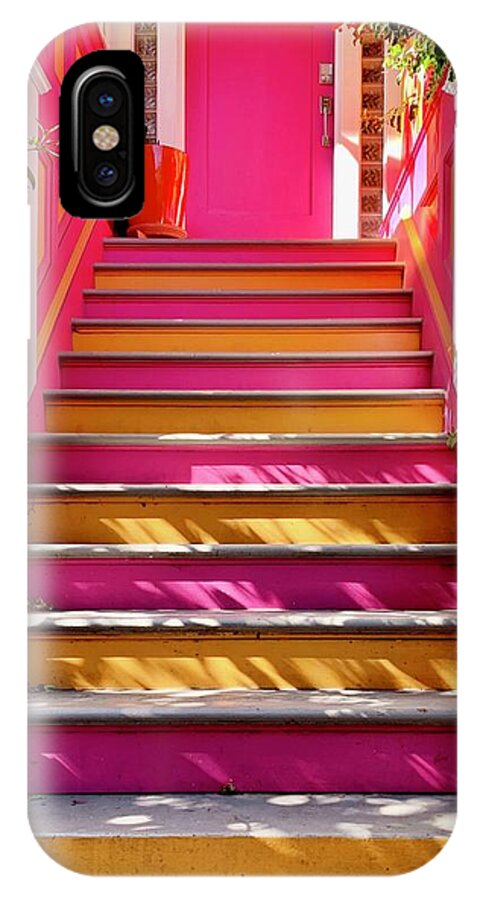  iPhone X Case featuring the photograph Pink And Orange Stairs by Julie Gebhardt