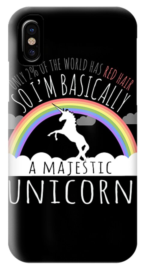 Sarcastic iPhone X Case featuring the digital art Red Hair Majestic Unicorn Funny Redhead by Flippin Sweet Gear