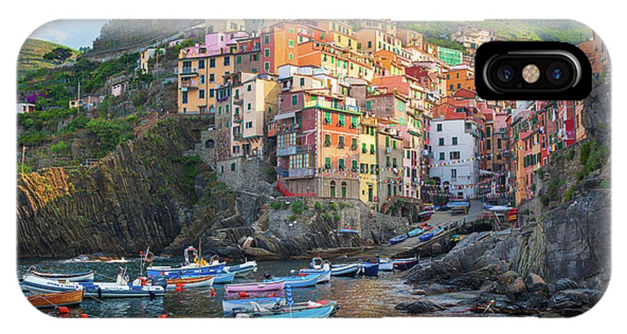 Cinque Terre iPhone X Case featuring the photograph Riomaggiore Boats by Inge Johnsson
