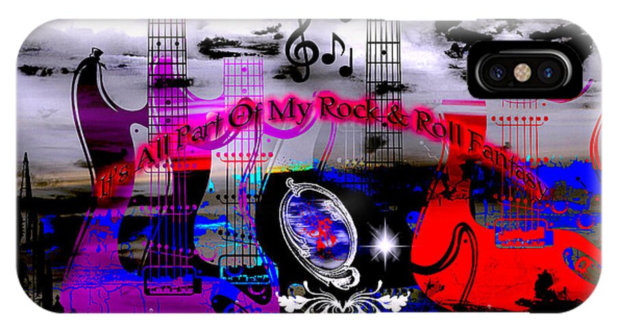 Rock iPhone X Case featuring the digital art Rock And Roll Fantasy by Michael Damiani