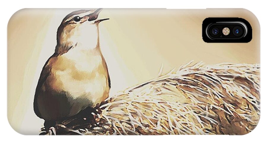 Bird iPhone X Case featuring the painting Singing My Heart Out by SophiaArt Gallery