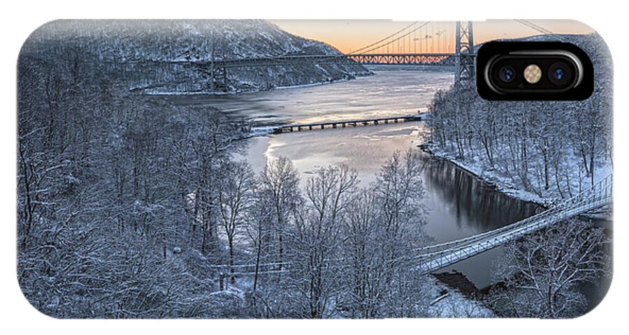 Winter iPhone X Case featuring the photograph Snowy Winter Dawn At Three Bridges by Angelo Marcialis