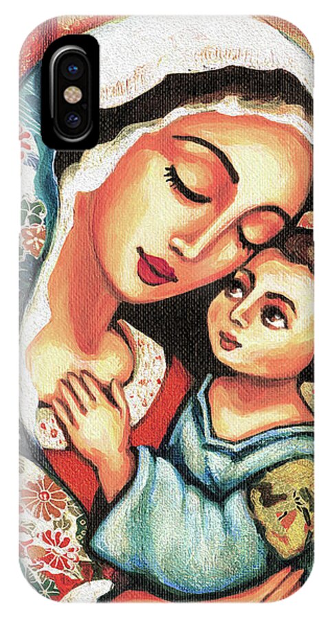 Mother And Child iPhone X Case featuring the painting The Blessed Mother by Eva Campbell