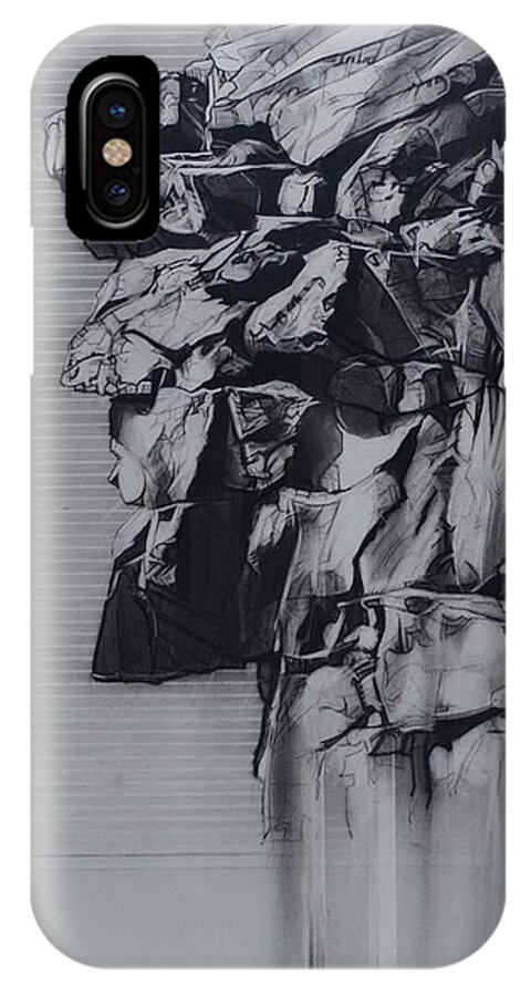 Charcoal Pencil iPhone X Case featuring the drawing The Old Man Of The Mountain by Sean Connolly