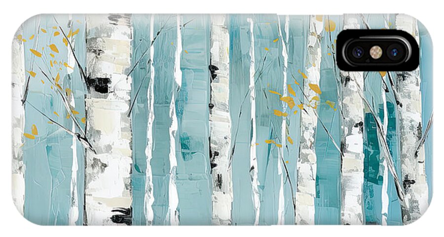 Turquoise iPhone X Case featuring the painting Turquoise Birch Trees by Lourry Legarde