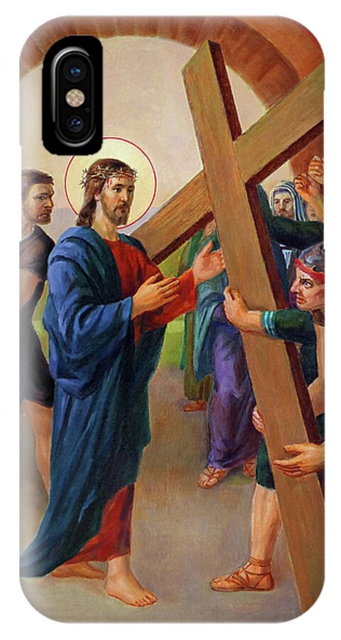 Via Dolorosa iPhone X Case featuring the painting Via Dolorosa - Jesus Takes Up His Cross - 2 by Svitozar Nenyuk