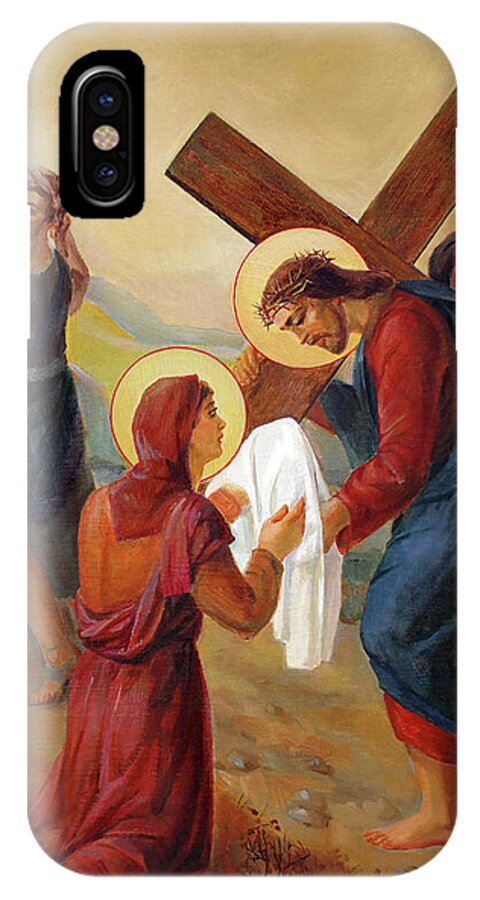 Calvary iPhone X Case featuring the painting Via Dolorosa - Veil Of Saint Veronica - 6 by Svitozar Nenyuk
