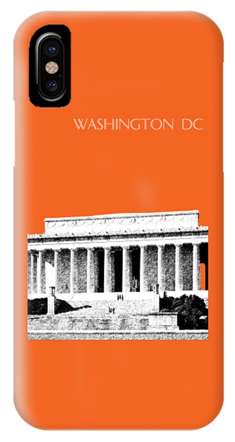 Architecture iPhone X Case featuring the digital art Washington DC Skyline Lincoln Memorial - Coral by DB Artist