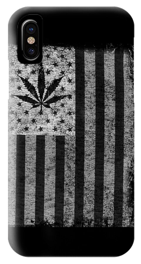 Funny iPhone X Case featuring the digital art Weed Leaf American Flag US by Flippin Sweet Gear