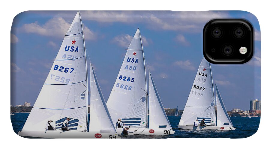 International Star Class Racing Yacht iPhone 11 Case featuring the photograph 3 U S A Stars by David Smith
